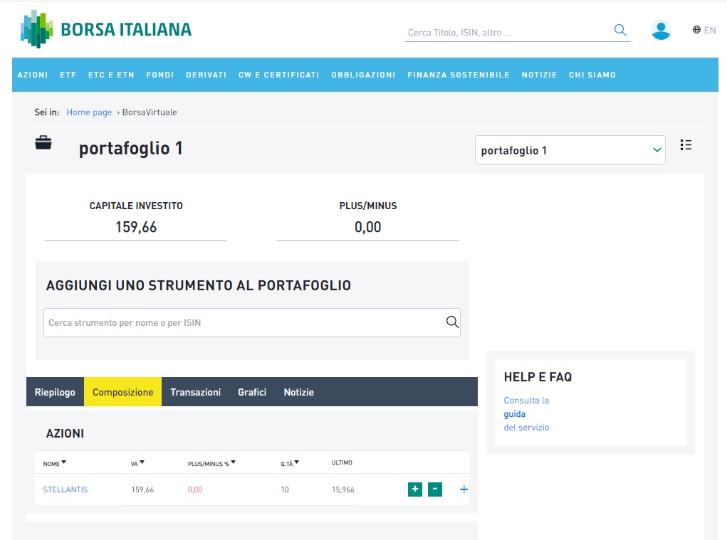 Composizione vendita e acquisto